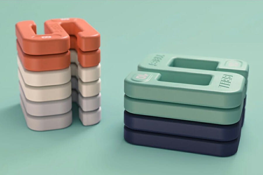 Image of SBELLS training weights stacked in different colours